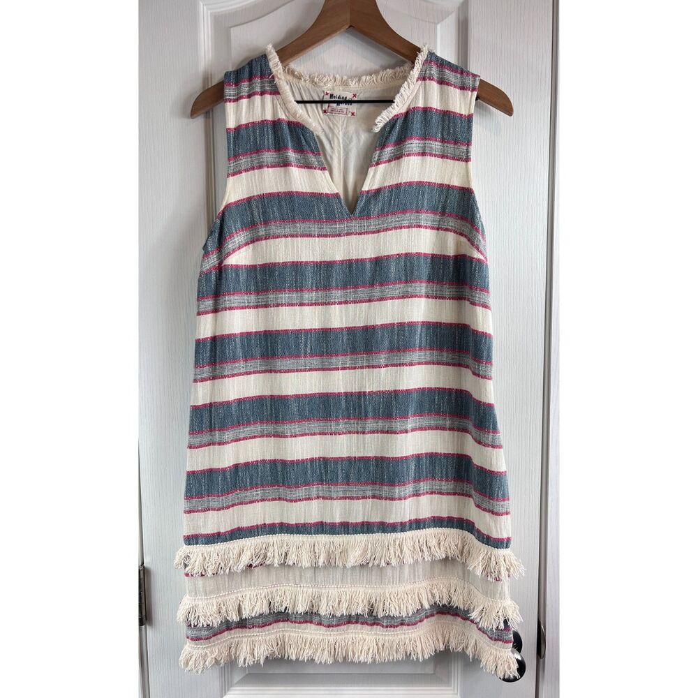 Anthropologie Holding Horses Women's Sleeveless Fringe Stripe Dress Size 6